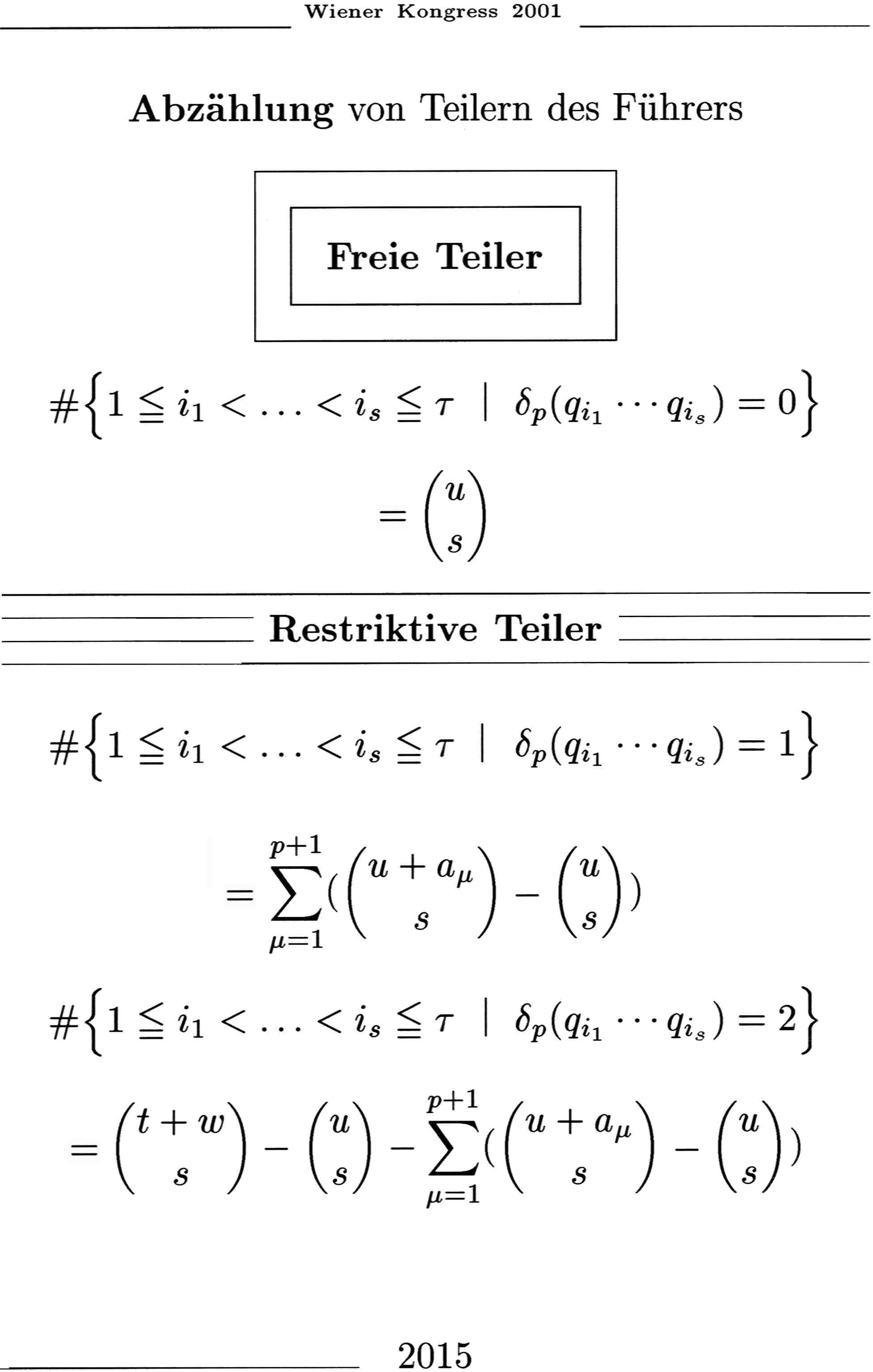 Abz�hlung von Teilf&uuml;hrern
